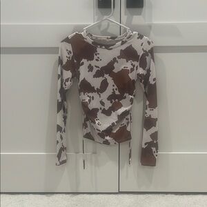 Altar'd State Brown and Cream Patterned Long Sleeve Top